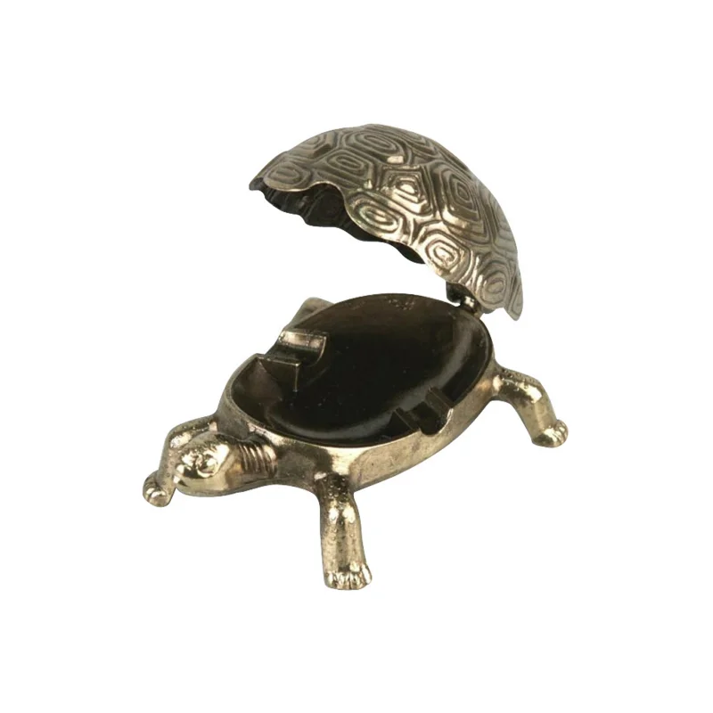 Aschenbecher Schildkröte metall gold 17cm
