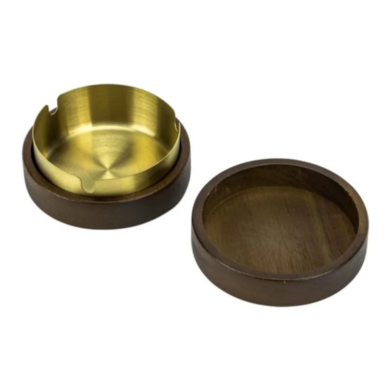 Aschenbecher aus Messing und Holz